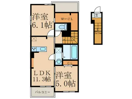 コスモス A(2LDK/2階)の間取り写真