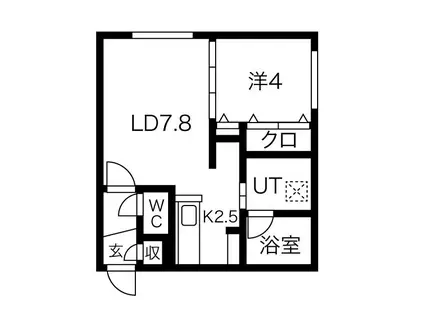 ANGELOT HACHIKEN(1LDK/1階)の間取り写真