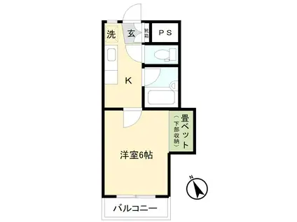 ウイングパレス飯塚(1K/1階)の間取り写真