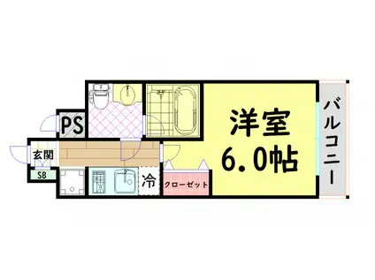 セイワパレス長堀南(1K/4階)の間取り写真