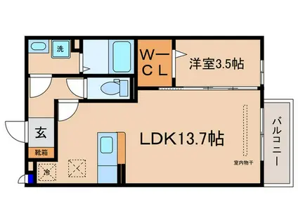 フィエスタ1号館(1LDK/1階)の間取り写真