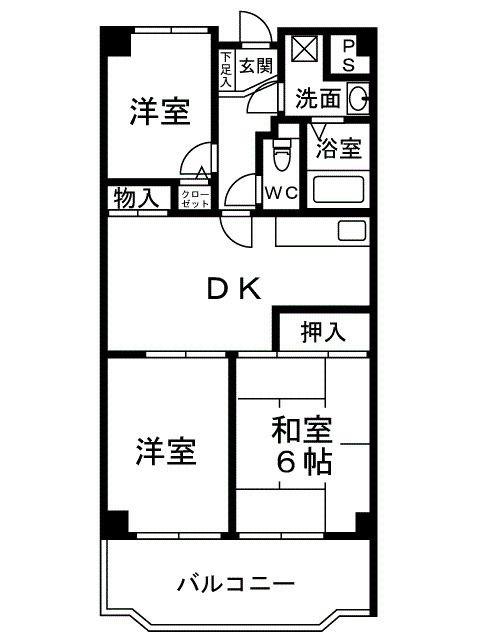 グランドール岸和田(3DK/4階)の間取り写真