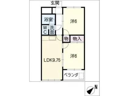 ドミール有松(2DK/3階)の間取り写真