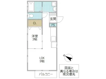 一番街A(1LDK/2階)の間取り写真