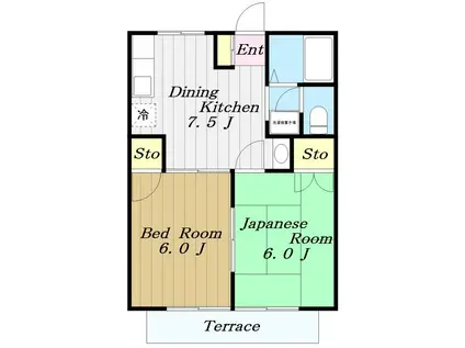 トラッド厚北(2DK/2階)の間取り写真