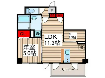 GARDEN(1SLDK/1階)の間取り写真