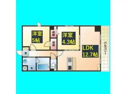 ドゥナーレ畑江通(2LDK/2階)の間取り写真