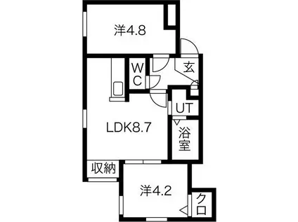 MEDIOANDES(1SLDK/1階)の間取り写真