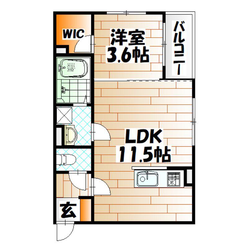 グランソレイユ篠崎(1LDK/2階)の間取り写真