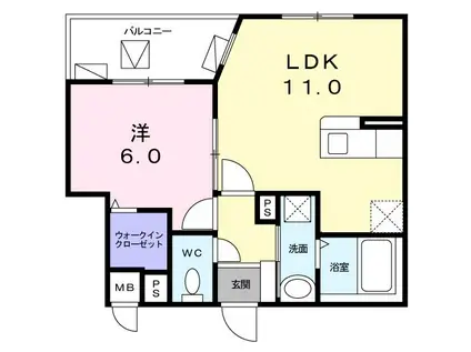 ル・クラージュ(1LDK/2階)の間取り写真