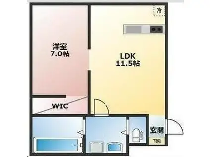 フォルテッツア城南(1LDK/1階)の間取り写真