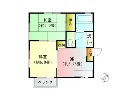 アネックスA(2DK/1階)の間取り写真