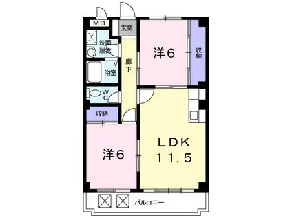 モデルノ(2LDK/3階)の間取り写真