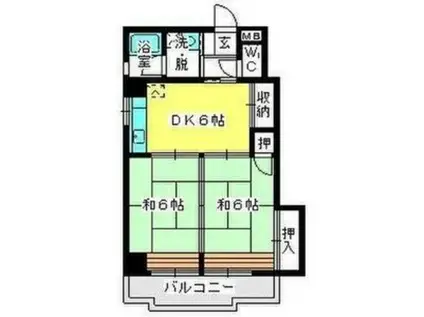 駅東レジデンス(2DK/4階)の間取り写真