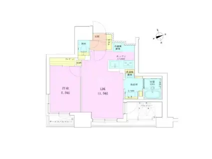 RBM築地レジデンス(1LDK/4階)の間取り写真