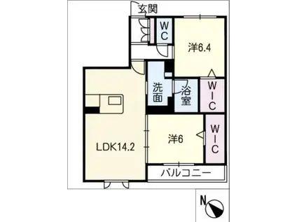 シャーメゾン ボヌール(2LDK/2階)の間取り写真