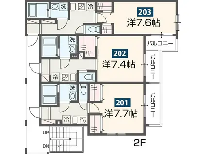 MELDIA新狭山II(1K/2階)の間取り写真