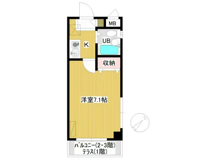 東武東上線 朝霞台駅 徒歩13分 3階建 築35年(1K/1階)の間取り写真