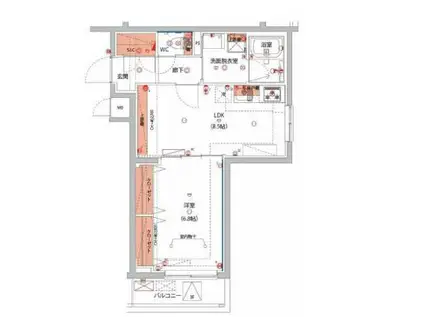 ベルグレードSI(1LDK/4階)の間取り写真
