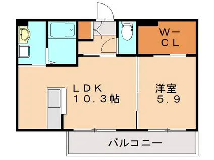 三洋タウン飯塚  A棟(1LDK/2階)の間取り写真