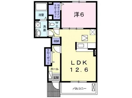 アジュール堺(1LDK/1階)の間取り写真