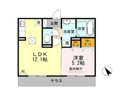 ライジングサンIII(1LDK/1階)の間取り写真