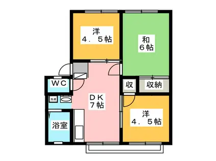 サンヴィレッジB棟(3DK/2階)の間取り写真