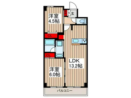 S-RESIDENCE東浦和AGUA(2LDK/2階)の間取り写真