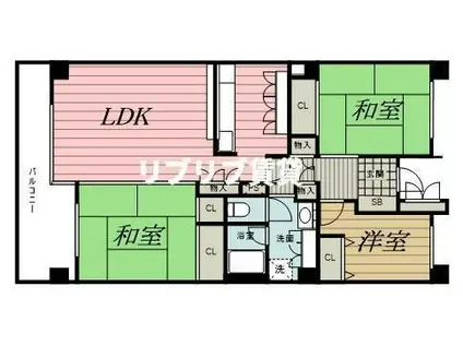 テレパレス西千葉(3LDK/3階)の間取り写真