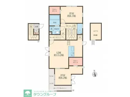 COLORS WING-A A(2LDK/2階)の間取り写真