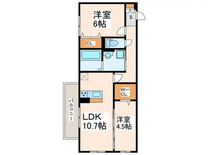 アンビシャス西熊本(2LDK/1階)の間取り写真