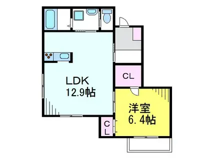 ネオ・エスポアールII番館(1LDK/1階)の間取り写真