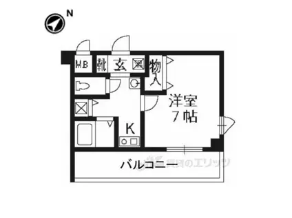 クラウンハイム京都北大路308(1K/3階)の間取り写真
