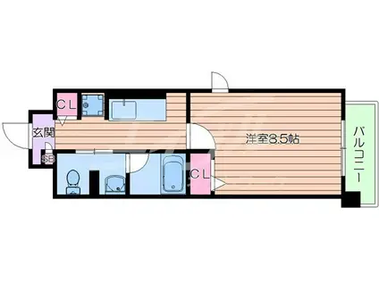 リラクシア千里(1K/1階)の間取り写真