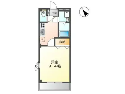 ロイヤルパインズA(1K/1階)の間取り写真