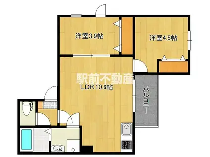 カトレア板付(2LDK/2階)の間取り写真