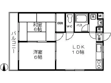 エンジュリー中野(2LDK/1階)の間取り写真
