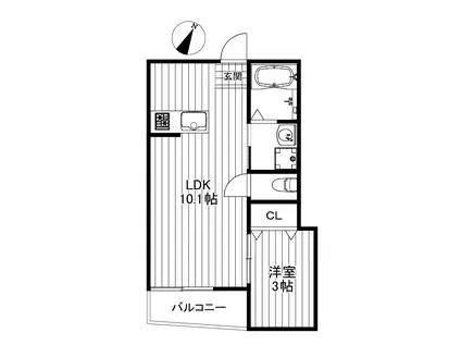 VERUS三軒茶屋(1LDK/3階)の間取り写真