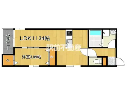 ホークヒルズ紫(1LDK/1階)の間取り写真