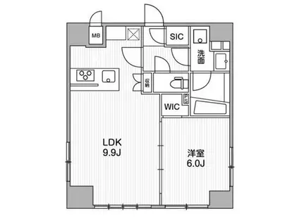 オルタナ銀座(1LDK/9階)の間取り写真