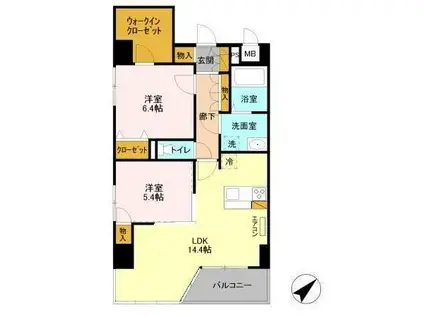 MURRAY HILL(2LDK/6階)の間取り写真