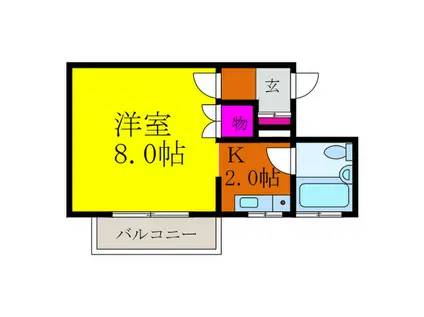 リュバンベール摂津(1K/3階)の間取り写真