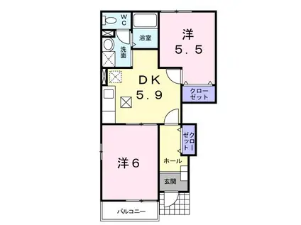 桜ハイツ(2DK/1階)の間取り写真