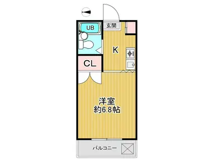 ハーモナイズ・ヴェルデ(1K/1階)の間取り写真