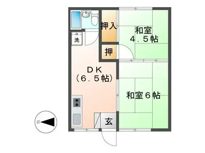 荒町ハウス(2DK/1階)の間取り写真