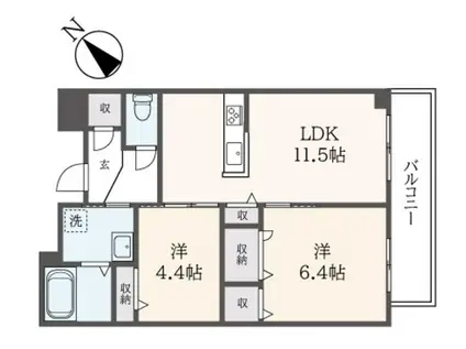 シャーメゾン武蔵野弐番館(2LDK/3階)の間取り写真