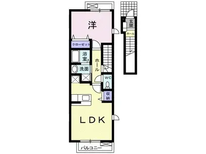 サン・ジュネスI(1LDK/2階)の間取り写真