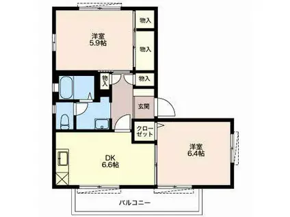 サンライズNEO(2DK/2階)の間取り写真