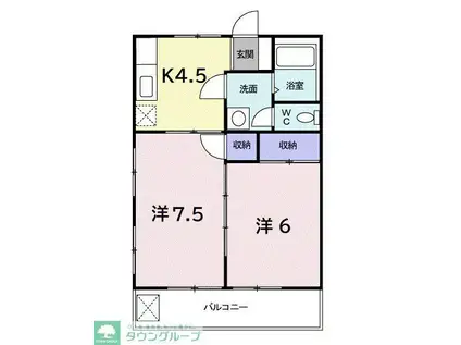 エクセル上水(2K/1階)の間取り写真