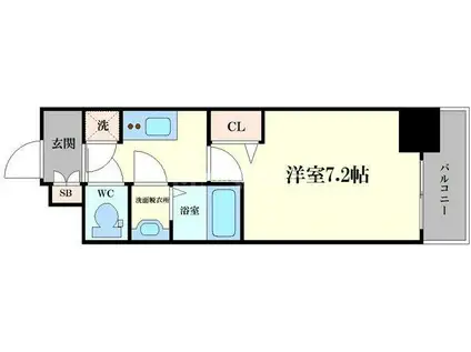 レジュールアッシュ心斎橋リュクス(1K/5階)の間取り写真